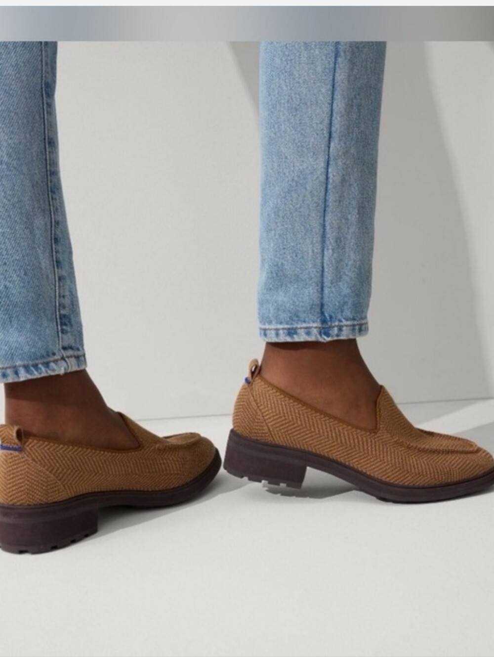 Rothy's The Lug Loafer Shoes Teak Herringbone Brown Tan Size 8